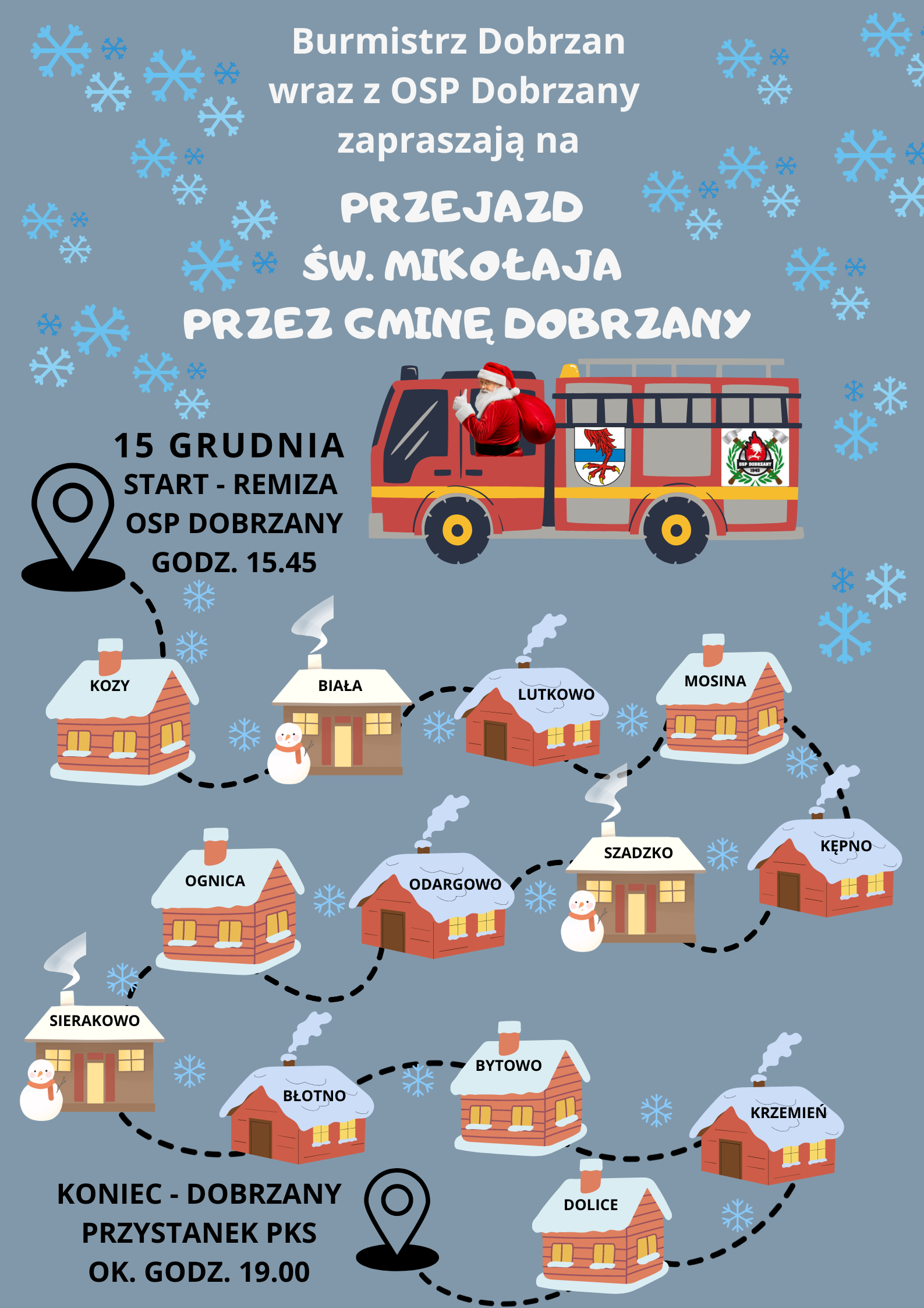 Przejazd Św. Mikołaja przez Gminę Dobrzany