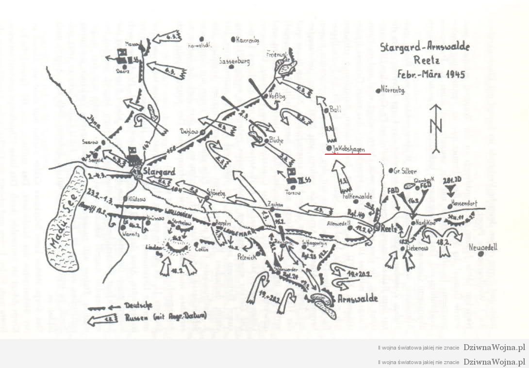 Mapa pokazująca kierunek natarcia Armii Czerwonej