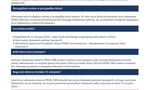Ważna Informacja - Pesel UKR